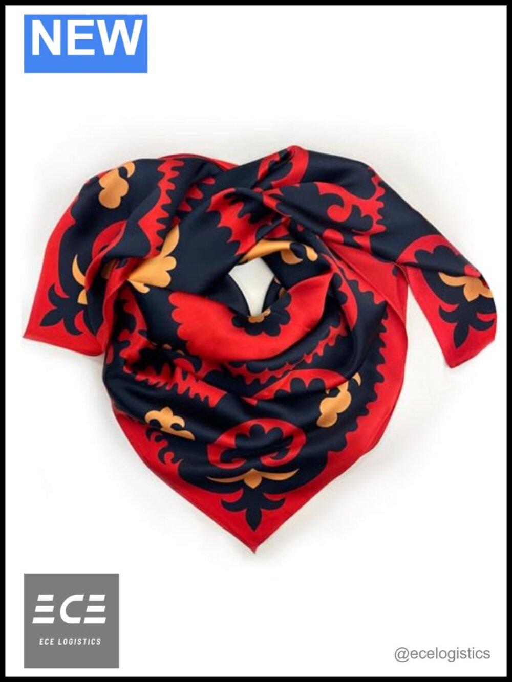 100% Silk Square Scarf 35x35 Lightweight Headscarf Gift Boxed